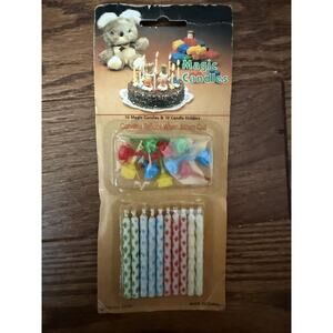 Vintage In Package Magic Brand Set Of 10 Happy Birthday Candles With Holders